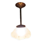 Lustre suspension support cuivre globe art dco verre dpoli