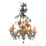 Lustre vnitien rezzonico en verre de murano multicolore, 10 bras de lumire