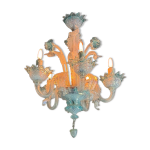 Lustre vnitien en verre de murano bleu, vers 1950