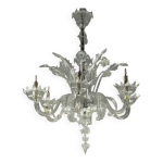 Lustre vnitien en verre de murano incolore 6 bras de lumire, vers 1930