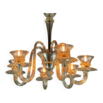 Lustre vnitien en verre de murano incolore et dor, vers 1940