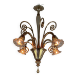 Lustre vnitien en verre de murano mordor, 4 bras de lumire vers 1940