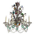Lustre vnitien en verre de murano multicolore 7 bras de lumire, vers 1920