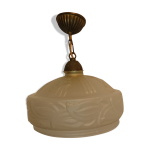 Lustre en verre france art dco 1930 suspension en pte de verre coloris beige