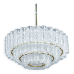 Lustre en verre et laiton de doria leuchten, 1960s Lustre en verre et laiton de doria leuchten, 1960s