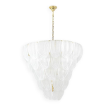 Lustre en verre de murano blanc translucide. italie, travail contemporain.