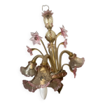 Lustre en verre de murano fleurs vnitien, circa 1950 / 1970 rose jaune