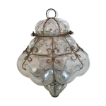 Lustre verre soufflé ancien Lustre verre soufflé ancien