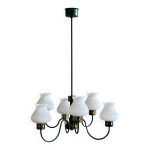 Lustre vintage des années 1960 avec abat - jour en opaline Lustre vintage des années 1960 avec abat - jour en opaline