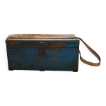 Malle ancienne en bois patine bleue