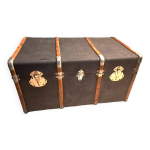 Malle de voyage ancienne vintage en bois datant des annes 1880 / 1920