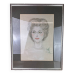 Maria elisabeth wrede : superbe dessin coloris vers 1950 la femme au collier de perles