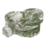 Maxi cendrier forme tr�fle en verre transparent inclusions herbivores