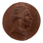 Mdaillon en terre cuite par charles filleul travail d'atelier, xxe s.