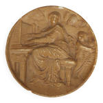 Mdaillon tondo en pltre patin femme et putti fin xixme