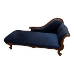 Mridienne en acajou et velours bleu
