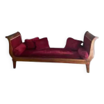 Mridienne acajou et velours rouge