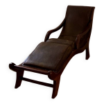 Mridienne fauteuil chaise longue cuir bois