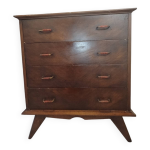 Meuble ancienne commode vintage ann�e 1950 en bois pieds compas design
