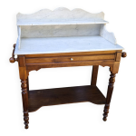 Meuble d'appoint ancien en bois & marbre Meuble d'appoint ancien en bois & marbre