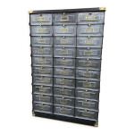 Meuble d'archivage industriel 30 clapets strafor 1920s