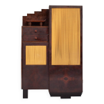 Meuble art dco avec portes en tissu pliss