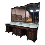 Meuble de barbier en bois, marbre et miroir, années 1930 Meuble de barbier en bois, marbre et miroir, années 1930