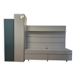 Meuble bas, lambris et deux colonnes composition globo de roche bobois