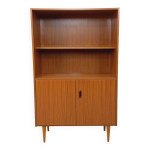 Meuble bibliothèque de rangement vintage style scandinave en mélaminé et teck des années 60 Meuble bibliothèque de rangement vintage style scandinave en mélaminé et teck des années 60