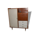 Meuble bois et skai armoire - commode - secretaire vintage Meuble bois et skai armoire - commode - secretaire vintage