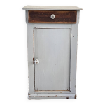 Meuble chevet ancien en bois gris patin