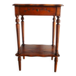 Meuble coiffeuse en bois vintage des annes 1920 avec miroir et rangement.