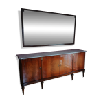 Meuble enfilade 4 portes style louis xvi en acajou avec plaque de marbre