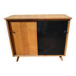 Meuble enfilade vintage bois mélamine année 50 pieds compas Meuble enfilade vintage bois mélamine année 50 pieds compas