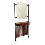 Meuble d entre vestiaire italien vintage avec miroir, tablettes en teck