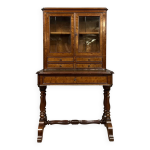 Meuble formant bureau et vitrine d'exposition poque restauration en acajou