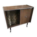 Meuble hifi prinz bois avec porte intérieur capitonné & verre audio vintage Meuble hifi prinz bois avec porte intérieur capitonné & verre audio vintage