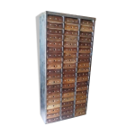 Meuble industriel clem 60 tiroirs format a4 fa�ade en noyer rivet�e