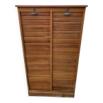 Meuble de métier de rangement classeur à rideaux double colonne en chêne 50 Meuble de métier de rangement classeur à rideaux double colonne en chêne 50