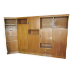 Meuble modulable de bureau ou de salon plaqu chne des annes 1960