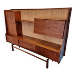 Meuble mural / buffet vintage en teck avec bar, annes 1960