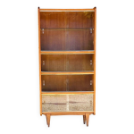 Meuble de rangement / biblioth�que � portes coulissantes en verre 1960s