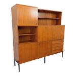 Meuble de rangement bibliothèque secrétaire moderniste louis paolozzi teck Meuble de rangement bibliothèque secrétaire moderniste louis paolozzi teck