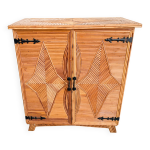 Meuble de rangement , buffet en demi jonc de rotin des ann�es 60'