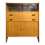 Meuble de rangement, buffet haut vintage en placage de chne
