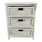 Meuble de rangement vintage en rotin, 3 tiroirs Meuble de rangement vintage en rotin, 3 tiroirs