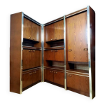 Meuble scandinave en deux modules en frêne teinté et métal chromé vers 1960 Meuble scandinave en deux modules en frêne teinté et métal chromé vers 1960