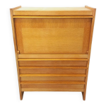 Meuble secrtaire vintage guillerme et chambron en chne massif des annes 50 60