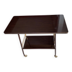 Meuble de tl  roulettes 2 plateaux formica marron 1960
