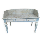 Meuble de toilette, coiffeuse en bois et marbre style louis xvi